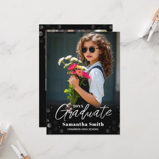 Modern 2 Photo Graduation Senior Photo Grad Invite 招待状 (正面/裏面インサイチュ)