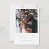 Modern 2 Photo Love & Thanks Script Wedding サンキューカード (裏面)