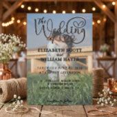 Modern 2 Photo QR Code Romantic Script Wedding Inv 招待状