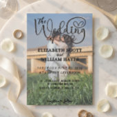 Modern 2 Photo QR Code Romantic Script Wedding Inv 招待状