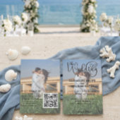 Modern 2 Photo QR Code Romantic Script Wedding Inv 招待状