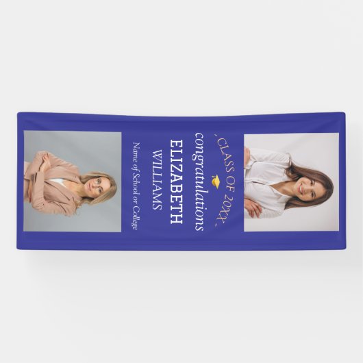 Modern 2 Photo Vertical Graduation Party  横断幕 (横)