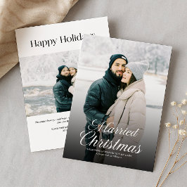 Modern 2 Photos Family Christmas Card シーズンカード