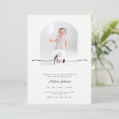Modern 2nd Birthday Invitation Photo Cream 招待状 (スタンド正面)