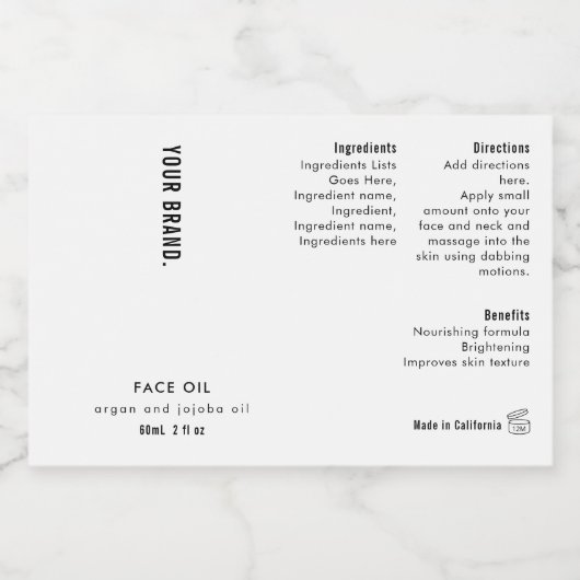 Modern 2oz Dropper Bottle Waterproof Label フードラベル (シングルラベル)