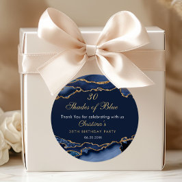 Modern 30 Shades of Blue Birthday Party  ラウンドシール