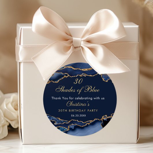 Modern 30 Shades of Blue Birthday Party ラウンドシール