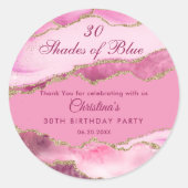 Modern 30 Shades of Pink Birthday Party  ラウンドシール (正面)