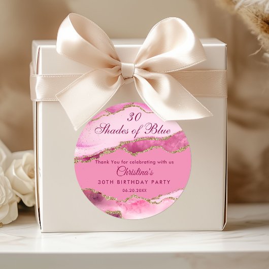 Modern 30 Shades of Pink Birthday Party  ラウンドシール