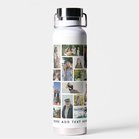 Modern 30 x Photo Collage Grid Personalized ウォーターボトル (背面)