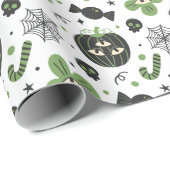 Modern 3 Eyed Pumpkin And Bats Pattern Halloween  ラッピングペーパー (ロールコーナー)