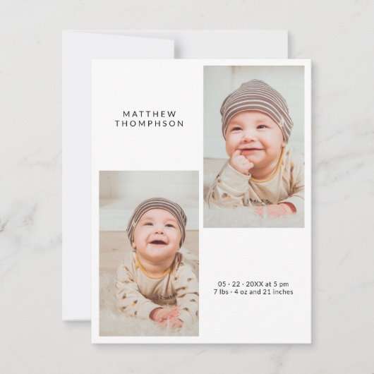 Modern 3 Photo Baby Shower Thank You (正面)