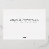 Modern 3 Photo Collage Cheers Happy New Year  箔シーズンカード (裏面)