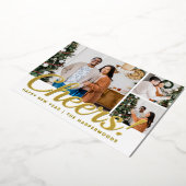 Modern 3 Photo Collage Cheers Happy New Year  箔シーズンカード (回転した状態)