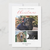Modern 3-Photo Collage Customizable Christmas Card シーズンカード (正面)