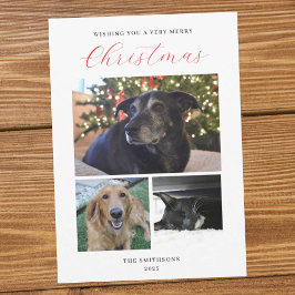 Modern 3-Photo Collage Customizable Christmas Card シーズンカード