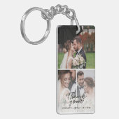 Modern 3 Photo Collage Wedding Thank You Custom キーホルダー (正面左)