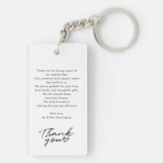 Modern 3 Photo Collage Wedding Thank You Custom キーホルダー (裏面)