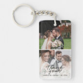 Modern 3 Photo Collage Wedding Thank You Custom キーホルダー (正面)
