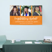 Modern 3 Photo Congratulations OrangeGraduation 横断幕 (トレードショー)