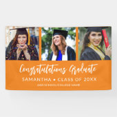 Modern 3 Photo Congratulations OrangeGraduation 横断幕 (横)