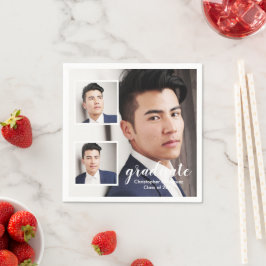 Modern 3 Photo Graduation スタンダードカクテルナプキン