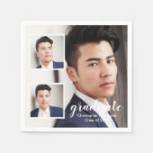 Modern 3 Photo Graduation スタンダードカクテルナプキン (正面)