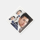 Modern 3 Photo Graduation スタンダードカクテルナプキン (角)