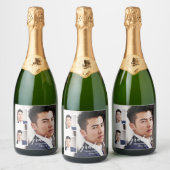 Modern 3 Photo Graduation スパークリングワインラベル (ボトル)