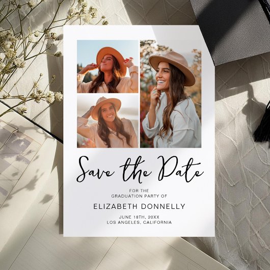 Modern 3 Photo Graduation セーブザデート