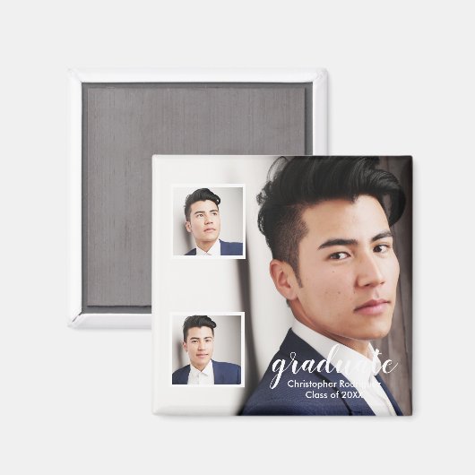 Modern 3 Photo Graduation マグネット (正面/裏面)