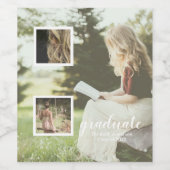 Modern 3 Photo Graduation ワインラベル (シングルラベル)