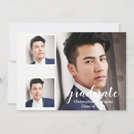 Modern 3 Photo Graduation 招待状