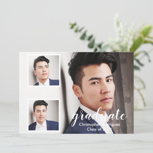 Modern 3 Photo Graduation 招待状 (スタンド正面)