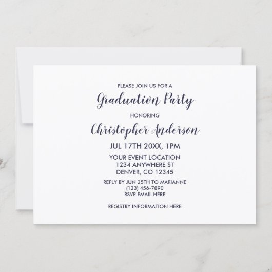 Modern 3 Photo Graduation 招待状 (裏面)