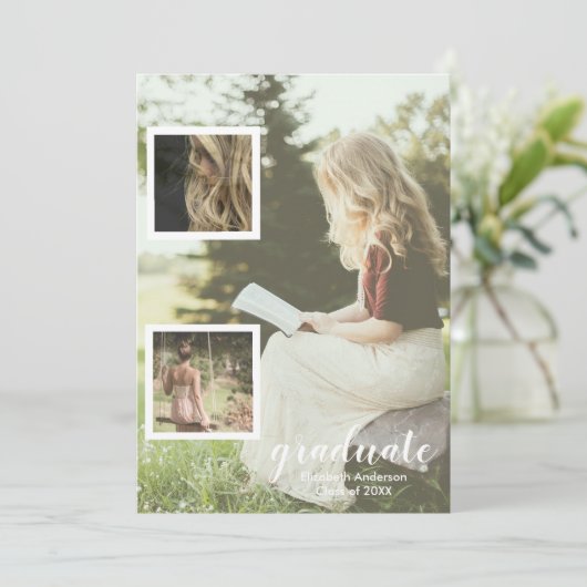 Modern 3 Photo Graduation 招待状 (スタンド正面)