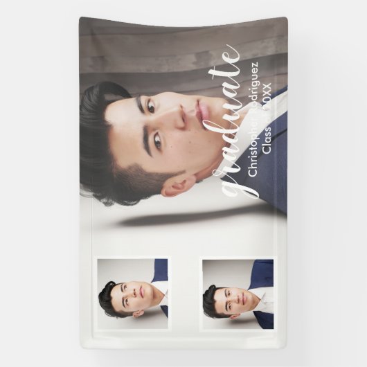 Modern 3 Photo Graduation 横断幕 (縦)