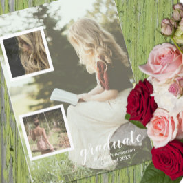 Modern 3 Photo Graduation Announcement 招待状