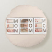 Modern 3 Photo Grid Mom Birthday Keepsake ラウンドクッション (正面)