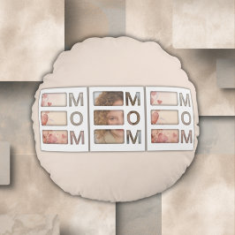 Modern 3 Photo Grid Mom Birthday Keepsake ラウンドクッション
