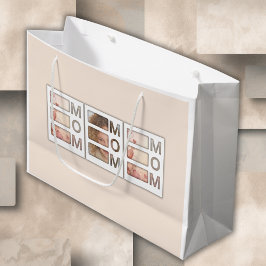 Modern 3 Photo Grid Mom Birthday Keepsake ラージペーパーバッグ