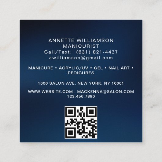 Modern 3 Photo Hair Stylist Makeup Artist QR Code  スクエア名刺 (裏面)