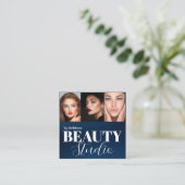 Modern 3 Photo Hair Stylist Makeup Artist QR Code  スクエア名刺 (スタンド正面)