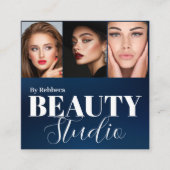 Modern 3 Photo Hair Stylist Makeup Artist QR Code  スクエア名刺 (正面)