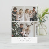 Modern 3 Photo Kids Family Merriest Christmas シーズンカード (スタンド正面)