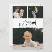 Modern 3 Photo Template And Bunny Minimal Easter カード (正面)