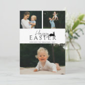 Modern 3 Photo Template And Bunny Minimal Easter カード (スタンド正面)