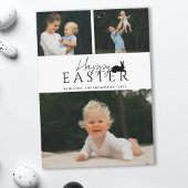 Modern 3 Photo Template And Bunny Minimal Easter カード