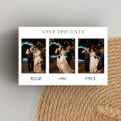 Modern 3-Photo Wedding Collage | Elegant Script 招待状