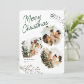 Modern 3 Photos Brushstroke Xmas Greeting Holiday シーズンカード (スタンド正面)